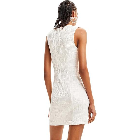 Desigual‎ Dress Women sz Large White Textured Shift Bodycon NWT - Picture 3 of 9